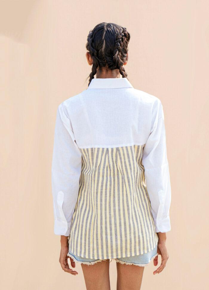 White Floral Print Handwoven Block Print Vintage 100% Organic Cotton-linen Women's Boho Chic Full Sleeve Blouse Clothing - Image 5