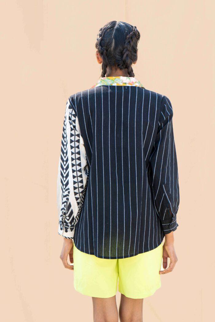 Handmade 100% Organic Cotton Black and White Full Sleeve Women's Bohemian Clothing Blouse - Image 3