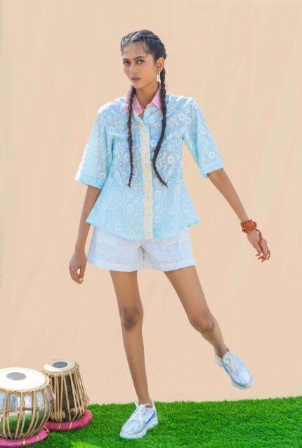Summer Cotton Embroidered Relaxed Fit Shirt Handmade Boho Blouse