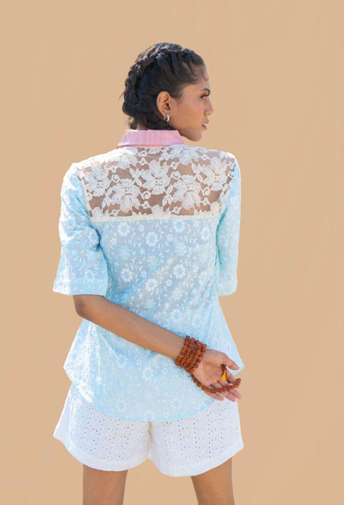 Summer Cotton Embroidered Relaxed Fit Shirt Handmade Boho Blouse - Image 4
