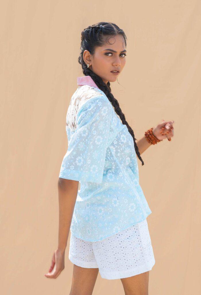 Summer Cotton Embroidered Relaxed Fit Shirt Handmade Boho Blouse - Image 3